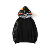 Shark Print Hoodie Autumn And Winter Camouflage Shark Double Hood Sweatshirt Couple Coat Hip Hop Men And Women