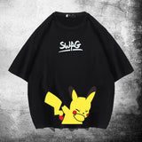 Men and Women Pokemon Pikachu T Shirt Summer Jingling Bao Ke Meng Loose Large Size