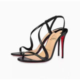 Louboutin-style red bottom shoes export new year; cl red bottom snake-shaped one-strap high-heeled sandals for women with round toe and ultra-high heels factory direct sales