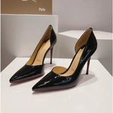 Louboutin-style red bottom shoes fashionclassy style side empty cl red bottom side empty high heels sexy pointed toe flats single shoes stiletto shoes women's shoes