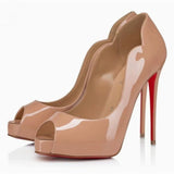 Louboutin-style red bottom shoes european station cl red bottom high heels pointed toe super high heel stiletto spring & fallflats women's shoes flatsexportplus size shoes