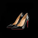 Louboutin-style red bottom shoes export patent leather cl red bottom high heels sexy pointed toe flatsflats black stiletto flats women