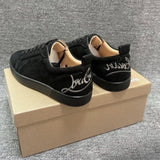 Louboutin-style red bottom shoes export model cl men's shoes electric embroidered red bottom white shoes breathable sneakers men's shoes flatscasual shoes crescent shoes goatskin