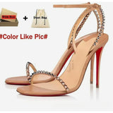 Louboutin-style red bottom shoes high version clbest sellingfrench one-strap sandals socialite elegant rhinestone sexy red bottom high heels open toe high heels
