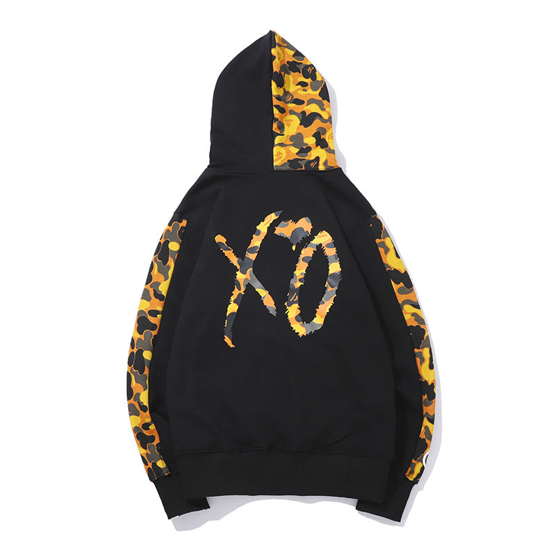 Shark Print Jacket Autumn And Winter Men'S And Women'S Casual Xo Printed Thin Sweater Baggy Coat