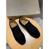 Louboutin-style red bottom shoes cl red bottom shoes genuine leather rivets trendy shoes fashion suede casual sneakers trendyy stylish men's shoes