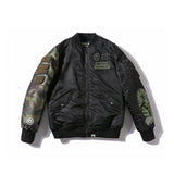 Shark Print Coat Autumn And Winter Fashion Brand Camouflage Sleeve Thickened Men'S Casual Cotton-Padded Clothes Coat