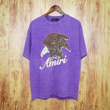 Amiri washed t-shirt brown flying eagle printing short sleeve