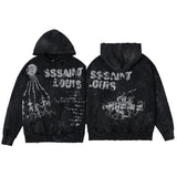 Mens Vintage T-Shirts SSSAINT LOUIS Printed wash water make old hooded jacket