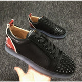 Louboutin-style red bottom shoes, popular european station cl red bottom shoes, electric embroidery style, low-top high-top men's shoes, red bottom couple, trendy rivets, casualtie back