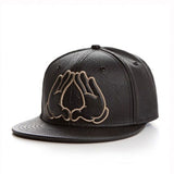 Trendy flat brimmed hat leather shade