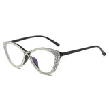 Trendy punk glasses full diamond retro cat eye anti-blue light