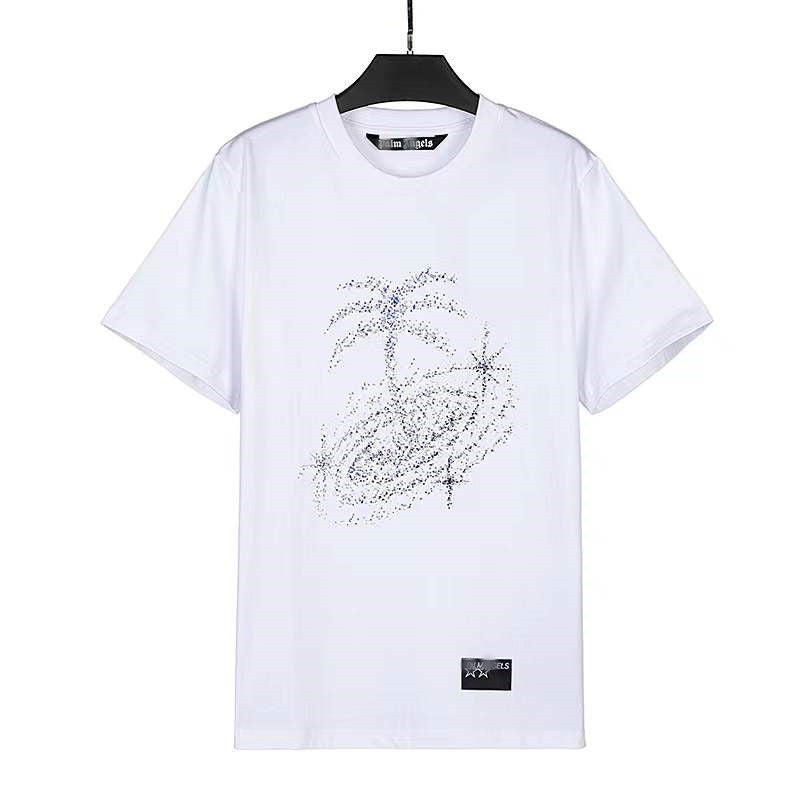 Palm Angels T Shirts Angel Starry Sky Fireworks Short Sleeve T-shirt Men's Loose Half Sleeve
