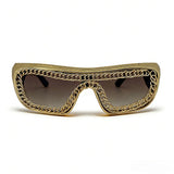 Trendy punk glasses chain decorated retro