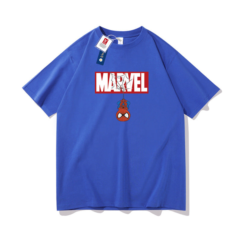 Marvel T Shirt Spider-Man Summer Short-Sleeved T-shirt Men's Loose Cotton