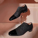 Louboutin-style red bottom shoes cl red bottom shoes sequin leather rivets formal men's leather shoes business loafers derby shoes oxford shoes accessible luxury