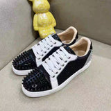 Louboutin-style red bottom shoes cl rivet shoes men's shoes casual shoes sneakers flats men's women's shoes rhinestone low-top sneakers couple red bottom shoes