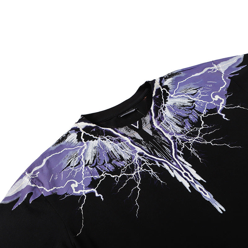 Marcelo Burlon T Shirt MB Purple Lightning Wings Pure Cotton Men and Women Same Style