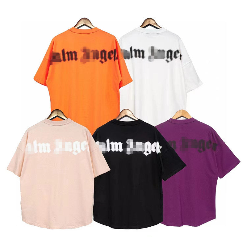 Palm Angels T Shirts Letter Short Sleeve T-shirt Men and Women Loose Half Sleeve