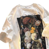 Caravaggio T-Shirts Flower Oil Painting Short Sleeve Men and Women Street Loose plus Size