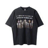 Men Vintage T-Shirts Vintage Washed Old Graffiti Loose Crew Neck Short Sleeves