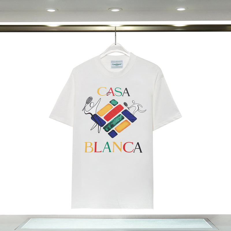 Casablanca T Shirts Spring/Summer Print Loose Cotton Short Sleeve T-Shirt