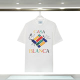 Casablanca T Shirts Spring/Summer Print Loose Cotton Short Sleeve T-Shirt