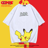 Men and Women Pokemon Pikachu T Shirt Summer Jingling Bao Ke Meng Loose Large Size