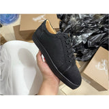 Louboutin-style red bottom shoes european cl style gridsmen's shoes cowhide rivets hot diamond low-top red bottom shoes couple sneakers casualeasiest for match
