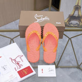 Louboutin-style red bottom shoes cl popular in stock red bottom rivets non-slip flat bottom flat heel flip-flops beach flip-flops outdoor couple factory wholesale