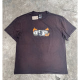 Men Vintage T-Shirts Vintage Washed Old Graffiti Loose Crew Neck Short Sleeves
