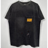 Men Vintage T-Shirts Vintage Washed Old Graffiti Loose Crew Neck Short Sleeves