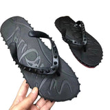 Louboutin-style red bottom shoes cl popular in stock red bottom rivets non-slip flat bottom flat heel flip-flops beach flip-flops outdoor couple factory wholesale
