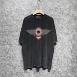 Amiri washed t-shirt flying eagle wings chapter printing short sleeve