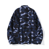 Shark Print Jacket Spring Fashion Brand Embroidered Chinese Style Retro Camouflage Stand Collar Tangzhuang Shirt