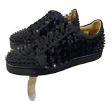 Louboutin-style red bottom shoes genuine leather classycl red bottom shoes black velvet glossy low-top sneakers accessible luxurytrendycasual men's shoes