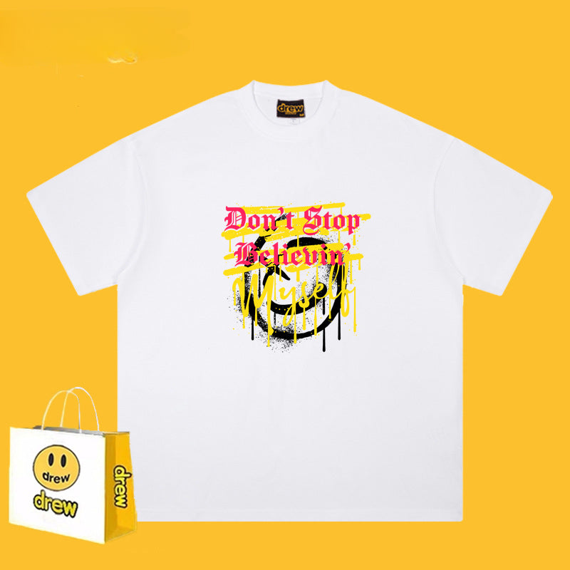 Drew T Shirts Smiling Face T-shirt Loose Men