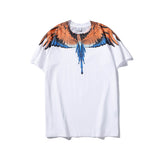 Marcelo Burlon T Shirt MB Orange Blue Wings Men's and Women's Same Hip Hop Pure Cotton