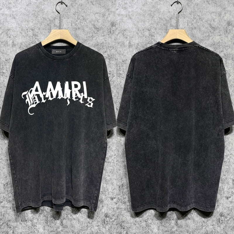Amiri washed t-shirt letter cross printing short sleeves
