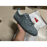 Louboutin-style red bottom shoes european cl style gridsmen's shoes cowhide rivets hot diamond low-top red bottom shoes couple sneakers casualeasiest for match