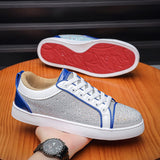 Louboutin-style red bottom shoes cl red bottom hot diamond couple sneakers low ankle rhinestone casual shoes easiest for matchfashionflats shoes