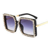 Trendy punk glasses diamond-encrusted uv protection