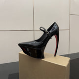 Louboutin-style red bottom shoes clcm high heels fashion model catwalk curved heels women's petites pointed toe waterproof platform red