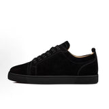 Louboutin-style red bottom shoes genuine leather classycl red bottom shoes black velvet glossy low-top sneakers accessible luxurytrendycasual men's shoes