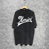 Amiri washed t-shirt oblique text short sleeve