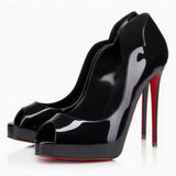 Louboutin-style red bottom shoes european station cl red bottom high heels pointed toe super high heel stiletto spring & fallflats women's shoes flatsexportplus size shoes