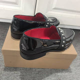Louboutin-style red bottom shoes cl men's shoes black nubuck leather diamond buckle loafers british men's business formal shoes red bottom shoes: original box
