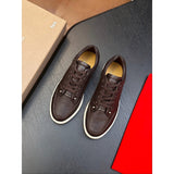 Louboutin-style red bottom shoes clmen genuine leather red bottom casual shoes imported cowhide breathable low-top sneakers trendy men's shoes