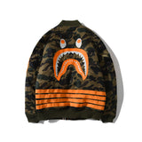 Shark Print Coat Autumn And Winter Thickened Cotton Coat Jacket Youth Camouflage Personality Baseball Uniform Cotton Clothes