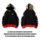 Shark Print Hoodie Camouflage Color Matching Men'S And Women'S Zipper Sweater Jacket